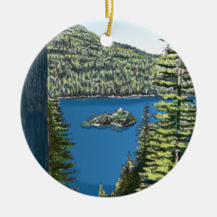 Rond En Céramique Ornement du lac Tahoe