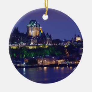 Rond En Céramique Ornement du Québec de nuit de château de Frontenac