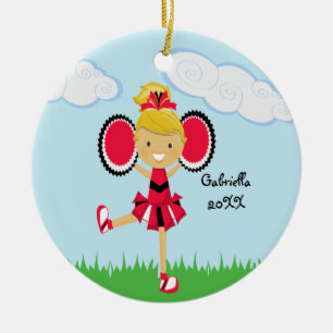 Rond En Céramique Ornement d'une chevelure blond mignon de Noël de