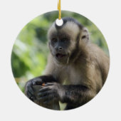 Rond En Céramique Ornement espiègle de singe (Dos)