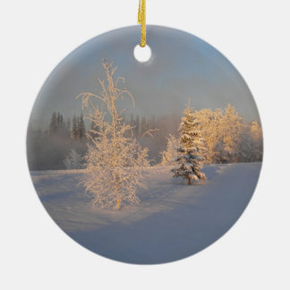 Rond En Céramique Ornement givré d'arbres