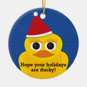Rond En Céramique Ornement mignon de canard de Noël