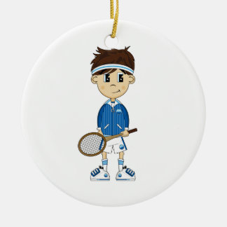Rond En Céramique Ornement mignon de garçon de tennis