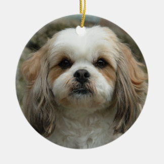 Rond En Céramique Ornement mignon de Noël de Shih Tzu