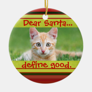 Rond En Céramique Ornement mignon de photo de Noël d'animal familie