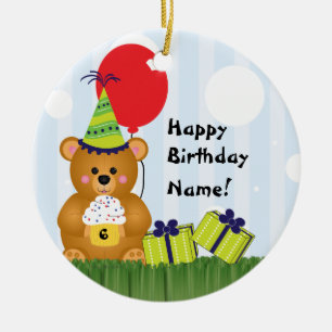 Rond En Céramique Ornement mignon personnalisable d'anniversaire