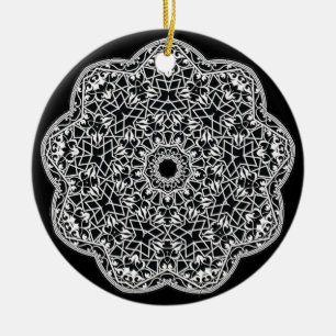 Rond En Céramique Ornement oriental de dessin géométrique