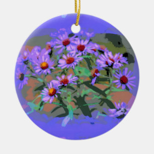 Rond En Céramique ornement pourpre d'asters
