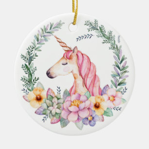 Rond En Céramique Ornement rose et pourpre d'arbre de Noël de