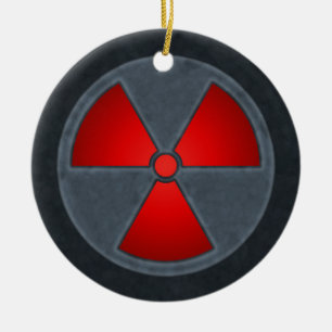 Rond En Céramique Ornement rouge et gris de symbole de rayonnement