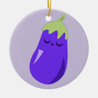 Rond En Céramique Ornement somnolent d'aubergine de bébé