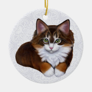 Rond En Céramique Ornement Tortoiseshell Maine Coon Kitten