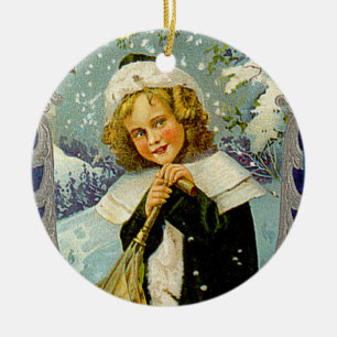 Rond En Céramique Ornement victorien vintage d'art de Noël