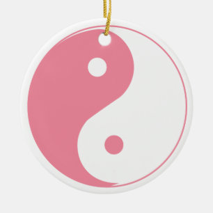 Rond En Céramique Ornement Yin et Yang Rose mignon