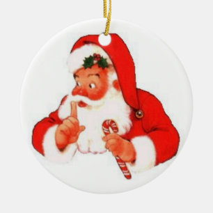 Rond En Céramique Père Noël Dit : Ornement