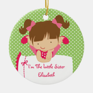 Rond En Céramique Petit Noël Ornement Douce Brunette Soeur