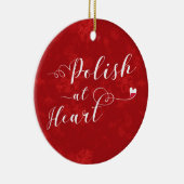 Rond En Céramique Polonais au coeur, ornement d'arbre de Noël (Droite)