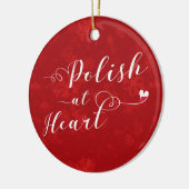 Rond En Céramique Polonais au coeur, ornement d'arbre de Noël (Gauche)