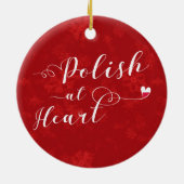 Rond En Céramique Polonais au coeur, ornement d'arbre de Noël (Dos)