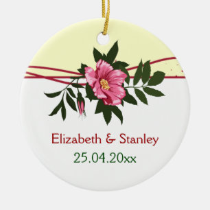 Rond En Céramique Rose rose sauvage mariage gardien ornement