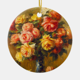 Rond En Céramique Roses de Renoir dans un ornement de vase