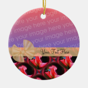 Rond En Céramique Roses roses roses Floral Ruban Ornement photo