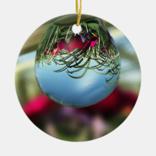 Rond En Céramique Roses sur Raindrops Ornement