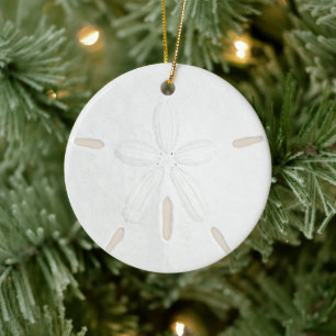Rond En Céramique Sable Dollar Côtier Arbre de Noël Ornement