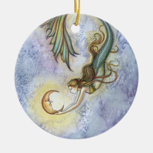 Rond En Céramique Sirène et ornement de lune (Devant)