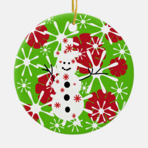 Rond En Céramique Snowman Splotch Keepsaké Ornement