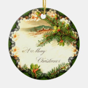 Rond En Céramique Un joyeux ornement Vintage Noël