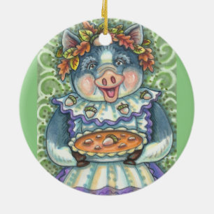 Rond En Céramique UN ORNEMENT DE PIG À tarte Acorn Et Squash
