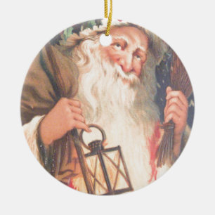 Rond En Céramique Vieux Saint Nicolas avec ornement Vintage lanterne