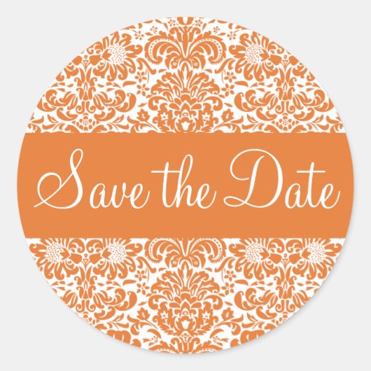 Rond Enregistrer la date Damask Envelope Sticker (Devant)