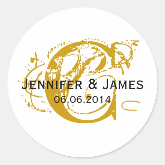 Rond Enregistrer la date initiale Noms Mariage Sticker (Devant)
