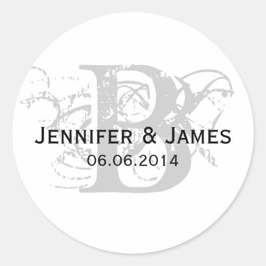 Rond Enregistrer la date Nom initial Mariage Sticker Gr (Devant)