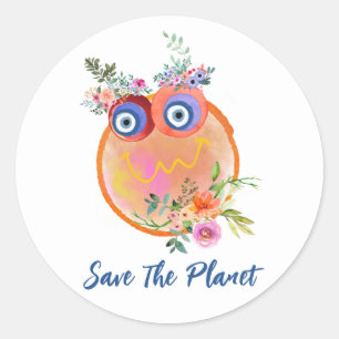Rond Enregistrer Le Sticker Arrondi Classique Planet