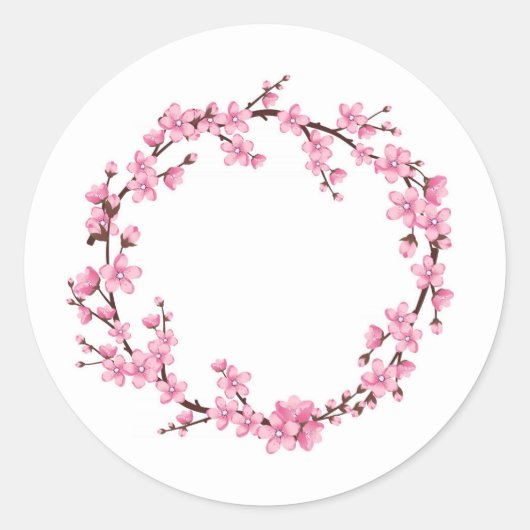 ROND ENVELOPE SEAL STICKER : CHERRY BLOSSOM WREATT (Devant)