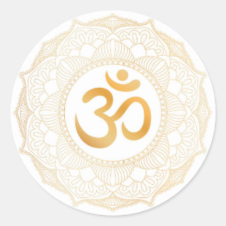 ROND ENVELOPE SEAL STICKER : GOLD MANDALA & OHM