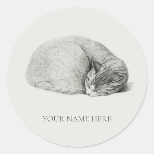 ROND ENVELOPE SEAL STICKER : ILLUSTRATION DE CHAT DE SO (Devant)