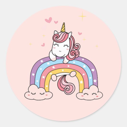 ROND ENVELOPE SEAL STICKER : UNICORN SUR UNE BOULE À PL (Devant)