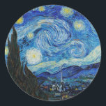 ROND ENVELOPE SEAL STICKER : VINCENT VAN GOGH<br><div class="desc">"LA NUIT STARRY" 1889 PAR VINCENT VAN GOGH SUR CARTE PLATE DE LA COLLECTION DU MUSÉE JOHN PAUL GETTY</div>
