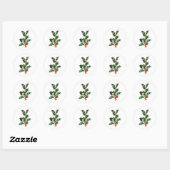 ROND ENVELOPE SEAL STICKER : VINTAGE CHRISTMAS HOLLY (Feuille)