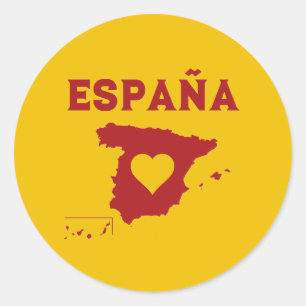 Rond Espagne Carte Sticker España Mapa Rouge jaune