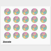 Rond été STICKER pastel rainbow confetti nom fun (Feuille)