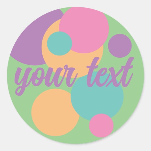 Rond été STICKER pastel rainbow confetti nom fun (Devant)