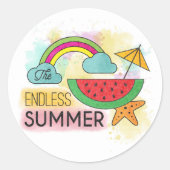 Rond Été Watermelon Sunshine Rainbow Sticker (Devant)
