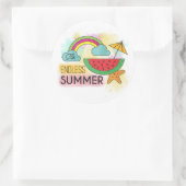 Rond Été Watermelon Sunshine Rainbow Sticker (Sac)
