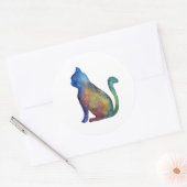 Rond Étoile chat Classic Sticker rond, brillant (Enveloppe)