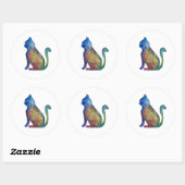 Rond Étoile chat Classic Sticker rond, brillant (Feuille)